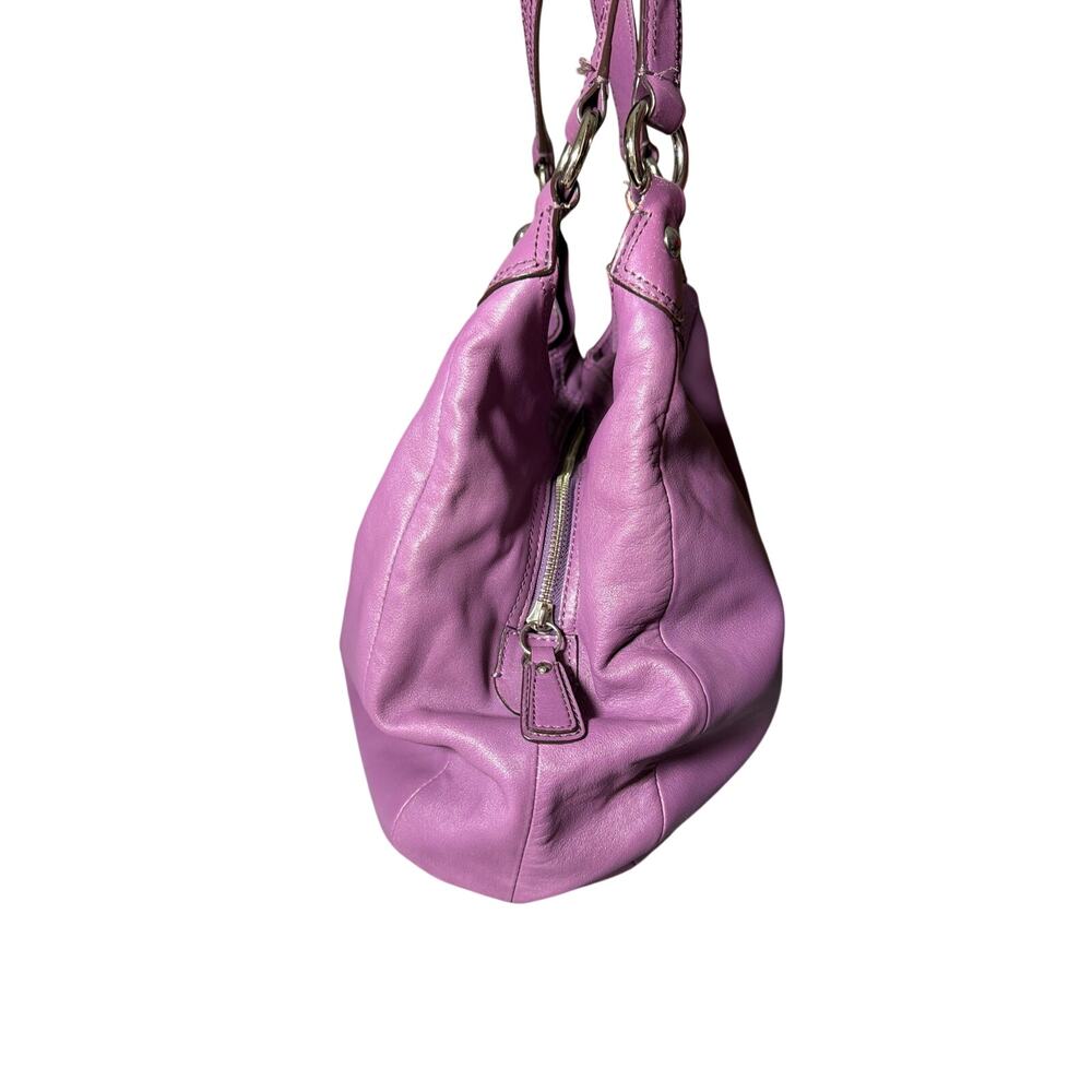Coach Soho Lynn Hobo Bag Purple Lavender Leather Shoulder B - Picture 4 of 10